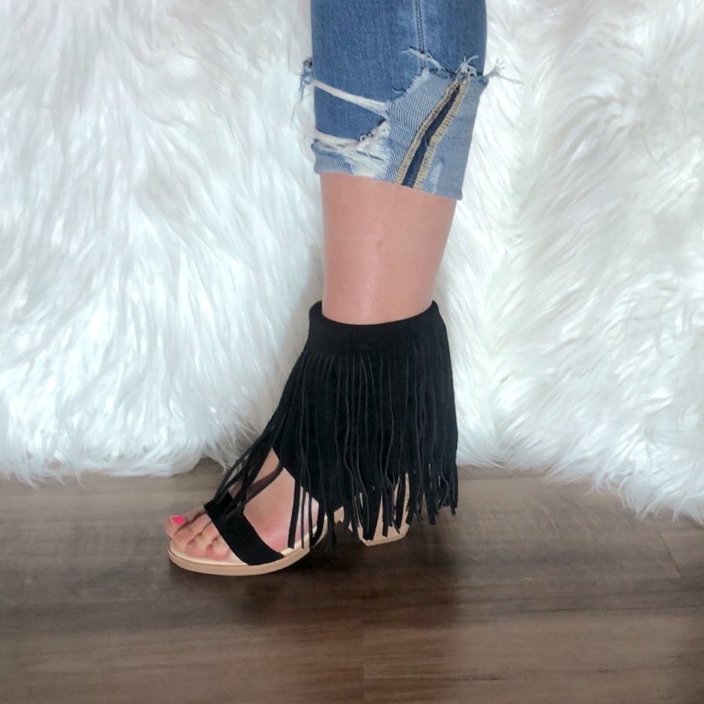 Koolaburra Piaz II Fringe Sandal Black by Ugg